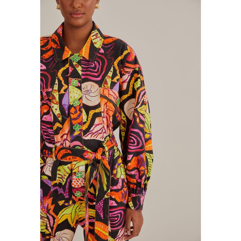 NEW Farm Rio Psychedelic Garden Jumpsuit Black Size XS - Picture 3 of 9